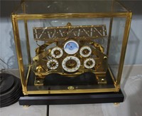 Reloj de Mesa de Bola Rodante de Latón con Movimiento de Fusible de Cristal Cúbico Chapado en Oro, Esfera Reversible de Día y Noche con Pista en Zigzag
