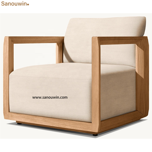 Sillón de Teca Moderno Premium con Diseño de Recortes Ventilados, Borde Inclinado y Detalle de Textura Vertical - Portátil y Cómodo para Uso en Hoteles y Villas - Product Image 5
