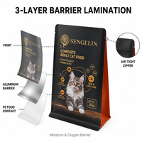 Sacs pour aliments pour chats à fond plat, fournisseur en gros, emballage refermable à fermeture éclair