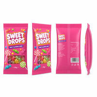 Wrapped Hard Candy Pillow Pouch Mylar Bag Flat Window Tear Notch Food Plastic Packaging Bagsfor Fruit Drops Candies Lollipops