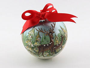 زينة عيد الميلاد، كرات زجاجية مزينة برسومات الغزلان أو المنازل، زينة لحفلات عيد الميلاد ورأس السنة الجديدة 2021، 120 مم - Product Image 4