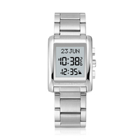 Montre de prière numérique musulmane Azan à prix d'usine, montre-bracelet Adhan en acier pour homme, montre de luxe étanche pour homme, montre de prière islamique Athan