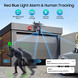 6MP 15x Zoom HD ba ống kính Màn hình kép <span class=keywords><strong>Camera</strong></span> quan sát an ninh Màu đỏ ánh sáng màu xanh Báo động PIR con người phát hiện 4G Wifi năng lượng mặt trời thẻ SD - Product Image 5