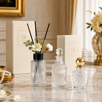 Diffuseur de parfum d'ambiance personnalisé 50ml 100ml 150ml, flacon en verre vide avec couvercle et bâtonnets en rotin, petit vase en verre