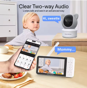 신형 5.0인치 스마트 2.4GHz WiFi 베이비 모니터 2K 베이비 비디오 카메라 야간 시야 오디오 베이비폰 팬틸트 기능 포함 - Product Image 6