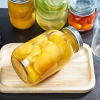 1000ml Bouteille en verre Mason vide de grande capacité Pot de confiture de cornichon transparent Conteneur de bouteille en verre à large bouche avec couvercle en aluminium à vis