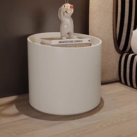 Table de chevet ronde avec rangement dissimulé, table de nuit multifonctionnelle, table d'appoint pour petit espace, chambre à coucher, côté canapé, appartement