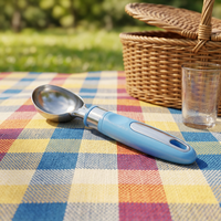 Cucchiaio per Gelato in Acciaio Inox con Manico Antiscivolo in PP e Foro per Appendere, Ideale per Casa e Gelaterie