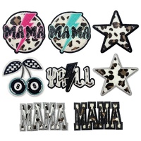 Leopard Mama Patch Lightning Chenille Stickerei Abzeichen Rosa Türkis Glitzer Stern Applikation zum Aufbügeln für Western Cowgirl Hemd DIY