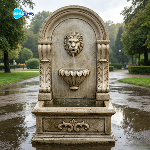 <span class=keywords><strong>Fontaine</strong></span> <span class=keywords><strong>murale</strong></span> extérieure en marbre beige naturel antique avec tête de lion - Product Image 3