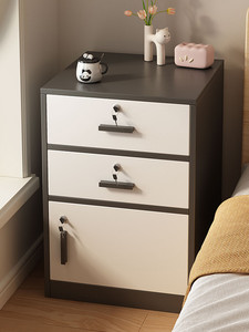 Mueble <span class=keywords><strong>de</strong></span> Almacenamiento Pequeño <span class=keywords><strong>y</strong></span> Moderno para el Lado <span class=keywords><strong>de</strong></span> la Cama, con Cerradura Multifuncional <span class=keywords><strong>y</strong></span> Escritorio en la Cabecera - Product Image 1
