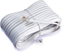 Cable Telefónico Plano CAT 3 con Dos Conectores RJ11 6p4c de 6 Pines y 4 Hilos, Cable de 28 AWG con Conductor BC