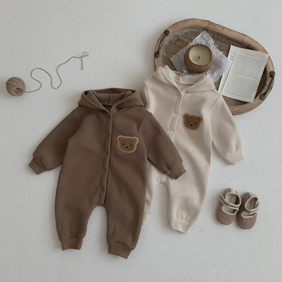Baby Clothes Cotton Spring Autumn Newborn Baby Jumpsuit Bulk Infant Romper Go Out Hoodie Clothes Warm Baby Rompers