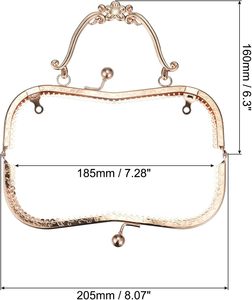 Uxcell Metal <b>Purse</b> Frames Pcs Kiss Lock Clasp Frame Embossed Clutch Frame With Handle For Coin <b>Purse</b> Sewing Bag Making DIY Craft - Product Image 2