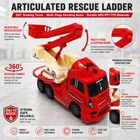 Camion de pompiers RC 1:18 avec échelle, véhicule d'urgence de simulation avec batterie 3.7V, câble USB, télécommande 4CH, jouet pour enfants