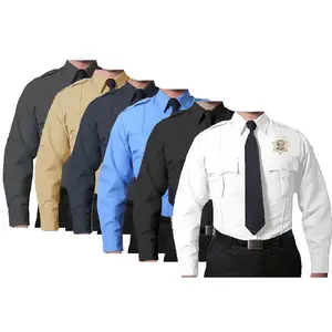 100% Polyester Long Sleeve Security Guard Uniform Shirt Custom Made Logo Public Safety Professionals Workwear White Shirt