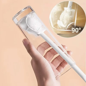 Nuevo cepillo de silicona para vasos, cabezal plegable, mango largo, limpiador de vidrio, herramienta de limpieza de cocina blanca, cepillo para limpiar botellas de bebidas - Product Image 1
