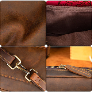 Sac à bandoulière vintage personnalisé, petit, diagonal, unisexe, en cuir de vachette Crazy Horse, léger et imperméable, style européen et américain - Product Image 6