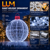 Boule décorative en maille de 250 cm de diamètre avec lumières LED et cadre en aluminium peint pour motif lumineux de Noël