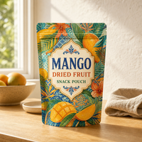 Sachet Doypack Personnalisé Imprimé pour Fruits Secs (Mangue), Emballage Sécurisé pour Snacks (Sucre et Chips de Pommes de Terre)