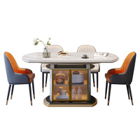 Ensemble de table à manger convertible en bois massif moderne, assemblé, pour appartement, villa, hôtel