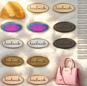 ODM OEM Custom Metal Logo <b>Labels</b> Private Brand Sew-on <b>Name</b> Tags Custom Own Design Metal Plates for Clothing & Bags - Product Image 2