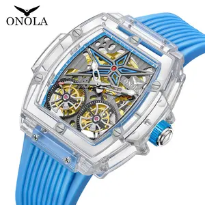 2022 nuovo Design orologio da uomo di lusso ONOLA plastica trasparente Hollow orologi meccanici completamente automatici orologio da uomo impermeabile