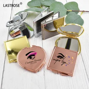 Gold rose gold stainless steel small mirror wholesale travel mirror cosmetic private label mirror vendor