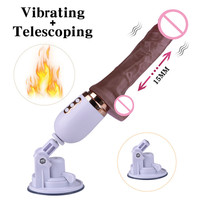 Vibrateur réaliste de grande taille avec ventouse pour la masturbation féminine