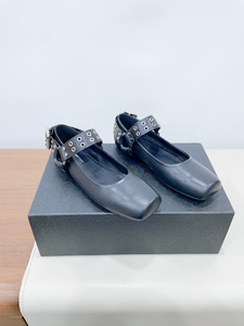 Zapatos Planos Estilo Mary Jane Punk para Mujer, Marca Alaias, Novedad 2025, Punta Cuadrada, Hebilla con Remaches, Diseño Dulce y Moderno - Product Image 1