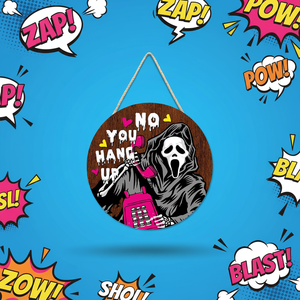 Plaque murale ronde en bois Ghostface pour Halloween, thème <span class=keywords><strong>film</strong></span> d'<span class=keywords><strong>horreur</strong></span>, décoration <span class=keywords><strong>de</strong></span> porte d'entrée - Product Image 6