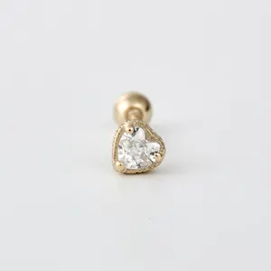 Hele jewelry Handmade Gold Plated Heart Zircon 925 Sterling Silver Earrings & Piercing For Women Wholesale Different piercings