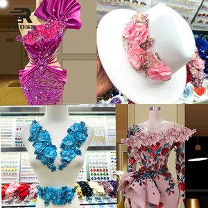 Handmade flatback may-On Thêu thạch đính hoa các bản vá lỗi thiết kế hot-sửa chữa vải thủy tinh sequin LƯỚI HẠT căng - Product Image 1