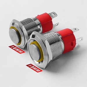 19 मिमी सेल्फ-लॉकिंग प्रबुद्ध पावर प्रतीक उच्च-प्रोफ़ाइल धातु बटन स्विच 4-पिन 10a वाटरप्रूफ टर्मिनल 12v24v220v110v - Product Image 3