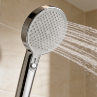 Pommeau de douche à main 3 fonctions avec interrupteur à levier, grande face blanche de 120 mm, en ABS chromé, pour salle de bain
