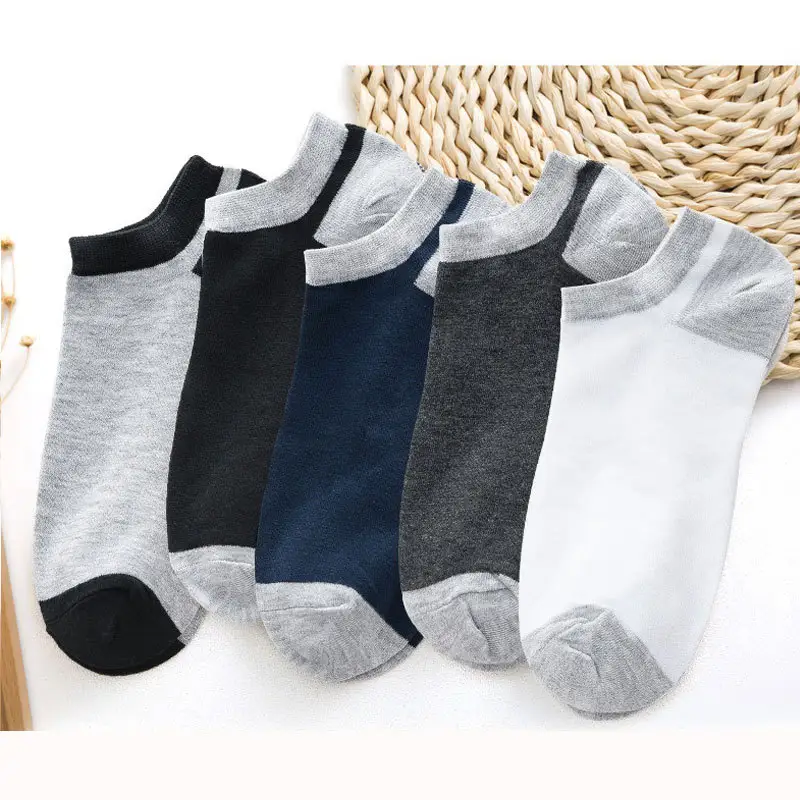 Wholesale cheap in stocks low summer cotton socks black white gray men's business bulk ankle socks