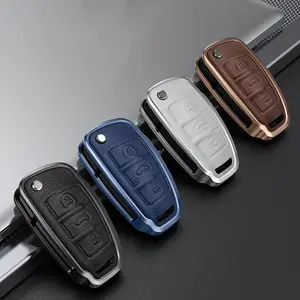 Aluminum Alloy Leather Car Key Cover For Audi A1 A3 A6 Q2 Q3 Q7 TT TTS R8 S3 S6 RS3 Car Key Case 2023 New Car Accessories