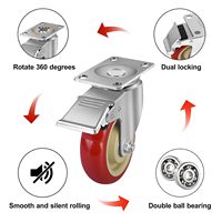 Ensemble de 2 roulettes de 4 pouces, robustes, pivotantes, avec frein, grandes roulettes industrielles pour chariot, meubles