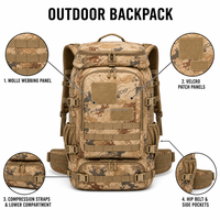Sac à dos tactique personnalisé pour la chasse en plein air, système MOLLE, multi-compartiments, compartiment pour ordinateur portable, hydratation, durable, camping, voyage