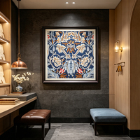 Art Mural Artisanat Tapisserie Panneau Arrière MDF Motif Floral Vintage Exquis Texturé pour Décoration Maison Luxueuse