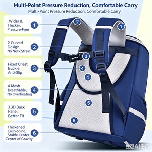 Mochila Impermeable de Gran Capacidad para Niños, Estilo Británico, para Primaria (Grados 1-6), Ultraligera y Transpirable - Product Image 5
