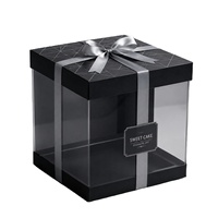 Boîte d'emballage pour gâteaux en papier auto-érectible, portable, avec fenêtre transparente, recyclable, forme personnalisable, estampage mat