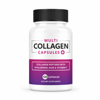 Capsules de collagène avec acide hyaluronique et vitamine C, 120 capsules, complément alimentaire, fourniture en marque privée