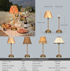 <strong>Bamboo</strong> Rechargeable Table <strong>Lamp</strong> Woven Rattan <strong>Shade</strong> Iron Base Eco Natural Coastal Farmhouse Living Room Hotel LED Table <strong>Lamp</strong> - Product Image 6