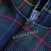 Fabricant de veste zippée personnalisée de haute qualité pour hommes, coton lourd délavé à l'acide, tricot gaufré à carreaux, sweat à capuche en flanelle