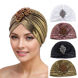 Nouveau style de turban pour femmes, torsadé, en perles métalliques, multifonctionnel, en polyester, pour les soins des cheveux, foulard pour femmes - Product Image 2