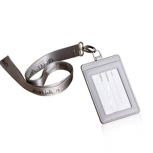Factory Customized Leather Aviation <strong>Lanyard</strong> ID Badge Cover Advertising Leather ID Card Holder <strong>Police</strong> PU Working Card Holder - Product Image 5