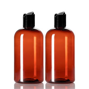 Bouteilles en plastique transparentes de forme ronde de 1 oz, 2 oz, 4 oz, 5 oz, 8 oz avec bouchons à clapet blancs et noirs - Product Image 1