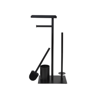 Porte-papier hygiénique multifonctionnel en fer noir avec <span class=keywords><strong>brosse</strong></span> pour salle de bain - Product Image 2