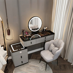 Coiffeuse Moderne, Compacte et Intelligente avec Miroir Lumineux LED et Cabinet de Recharge pour <span class=keywords><strong>Chambre</strong></span> ou Salon, Table de Maquillage en <span class=keywords><strong>Bois</strong></span> - Product Image 1
